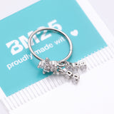 Detail View 4 of Sparkle Flower Dangle Gem Drop Bendable Hoop Ring-Clear Gem