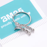 Detail View 4 of Butterfly Sparkle Dangle Gem Drop Bendable Hoop Ring-Clear Gem