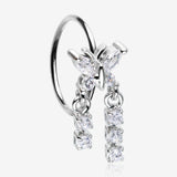Butterfly Sparkle Dangle Gem Drop Bendable Hoop Ring