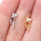 Detail View 3 of Golden Butterfly Sparkle Dangle Gem Drop Bendable Hoop Ring-Clear Gem