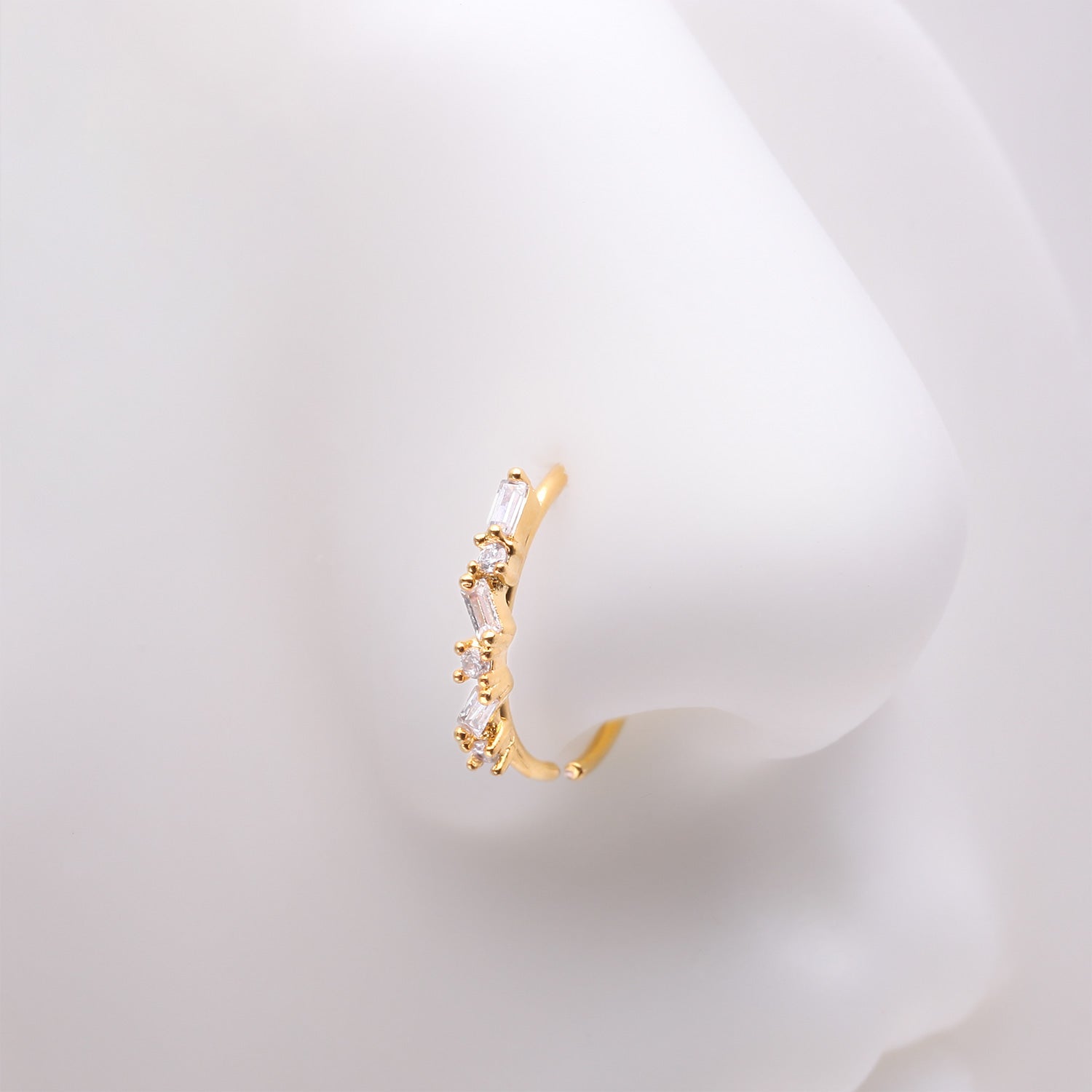 Detail View 1 of Golden Sparkle Overload ZigZag Multi-Gem Bendable Hoop Ring-Clear Gem