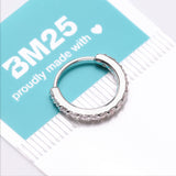 Detail View 4 of Brilliant Sparkle Gems Lined Steel Bendable Hoop Ring-Clear Gem