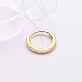 Detail View 1 of Golden Brilliant Sparkle Gems Lined Steel Bendable Hoop Ring-Clear Gem