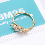 Detail View 4 of Golden Marquise Sparkle Leaflet Vine Multi-Gem Bendable Hoop Ring-Clear Gem