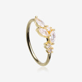 Golden Marquise Sparkle Leaflet Vine Multi-Gem Bendable Hoop Ring