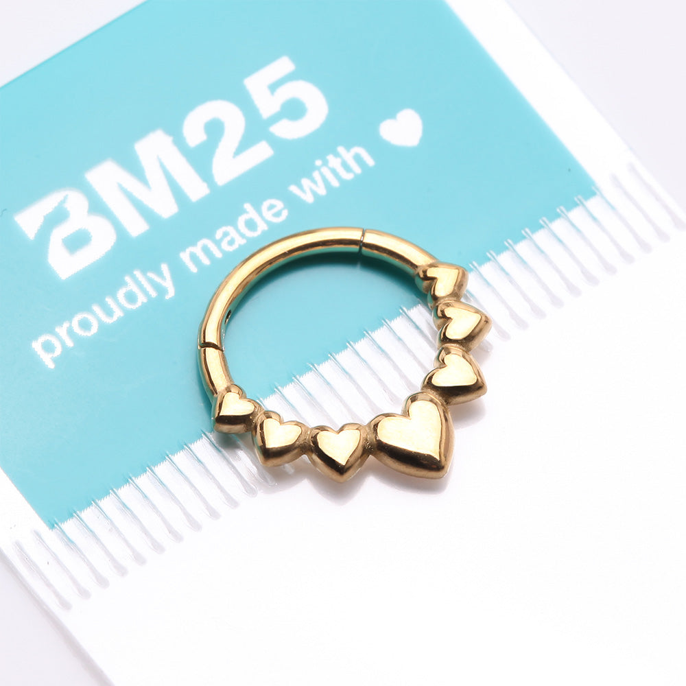 Detail View 4 of Golden Queen of Hearts Steel Seamless Clicker Hoop Ring