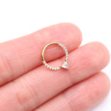 Detail View 3 of Golden Trilliant Sparkle Multi-Gem Steel Seamless Clicker Hoop Ring-Clear Gem