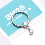 Detail View 4 of Simply Sparkly Dangle Gem Steel Clicker Hoop Ring-Clear Gem