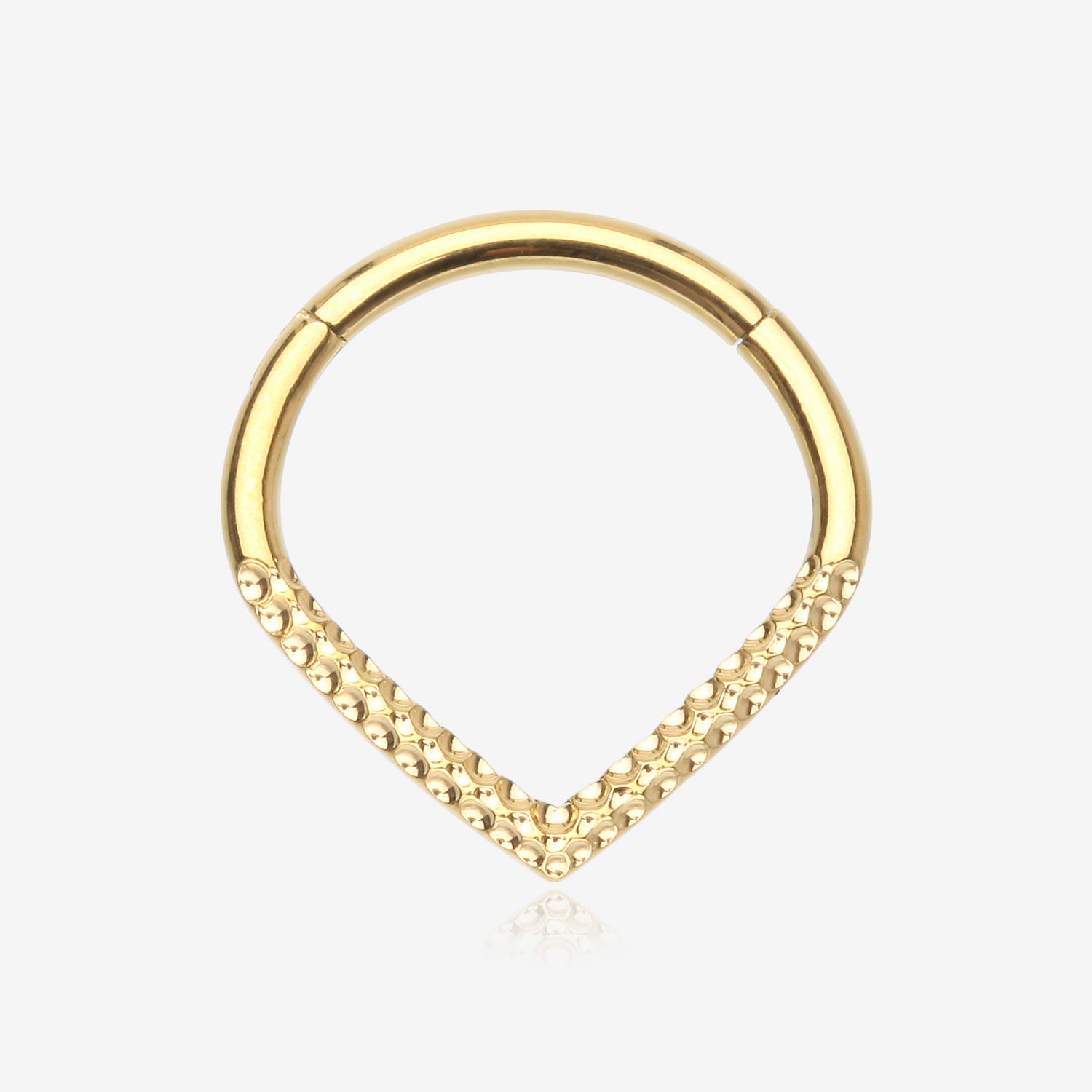Golden Hammered Chevron Seamless Clicker Hoop Ring