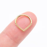 Detail View 3 of Golden Hammered Chevron Seamless Clicker Hoop Ring