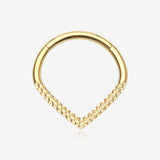 Golden Hammered Chevron Seamless Clicker Hoop Ring