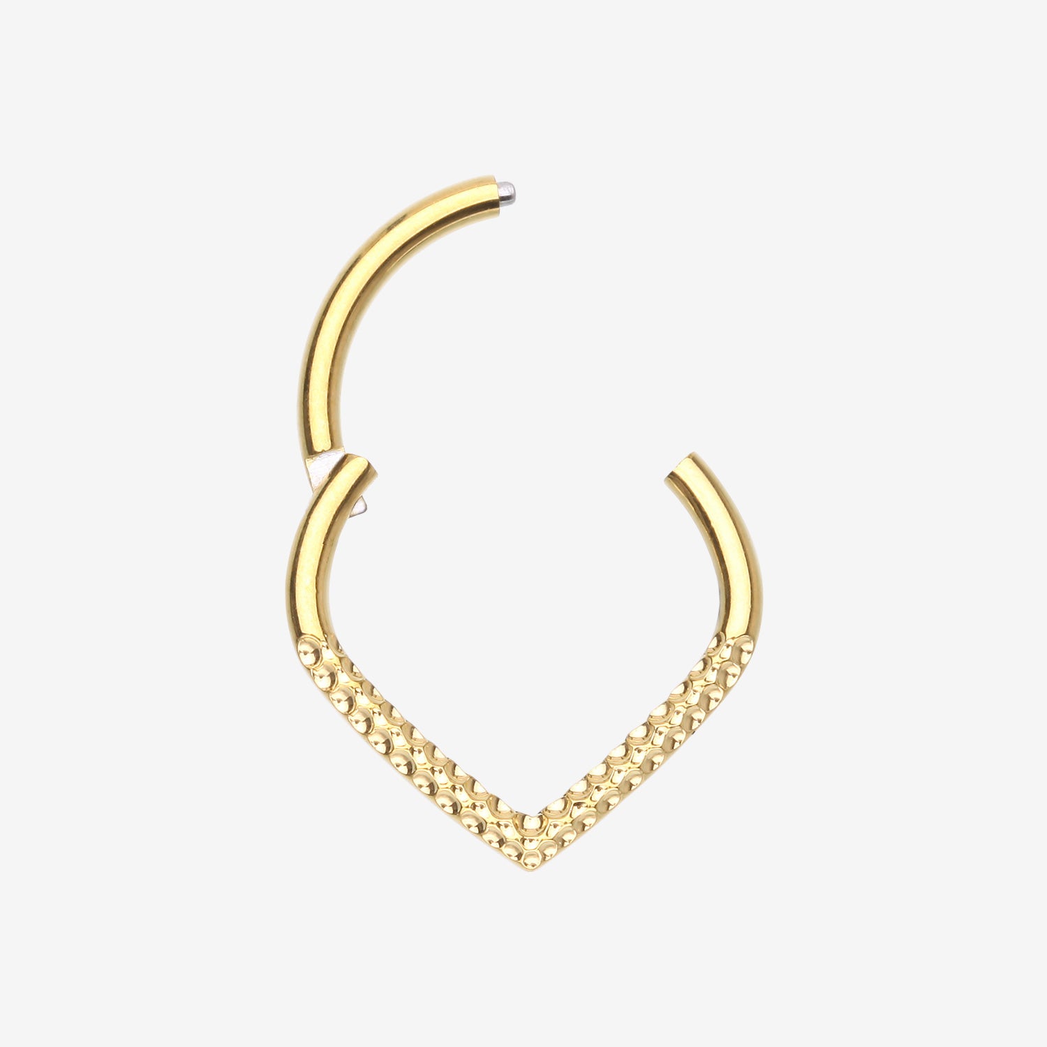 Detail View 1 of Golden Hammered Chevron Seamless Clicker Hoop Ring