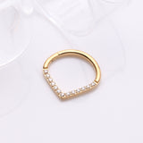 Detail View 2 of Golden Brilliant Sparkle Chevron Seamless Clicker Hoop Ring-Clear Gem