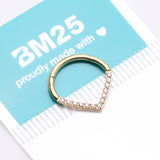 Detail View 4 of Golden Brilliant Sparkle Chevron Seamless Clicker Hoop Ring-Clear Gem