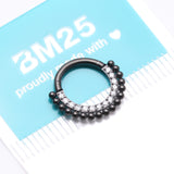 Detail View 3 of Blackline Royal Bali Beads Arc Sparkle Seamless Clicker Hoop Ring-Clear Gem