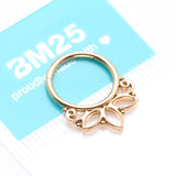 Detail View 4 of Golden Lotus Floral Filigree Elegance Clicker Hoop Ring