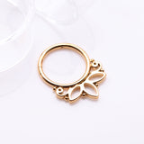 Detail View 2 of Golden Lotus Floral Filigree Elegance Clicker Hoop Ring