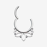 Detail View 1 of Lotus Floral Filigree Elegance Clicker Hoop Ring