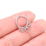 Detail View 3 of Lotus Floral Filigree Elegance Clicker Hoop Ring