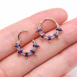 Detail View 3 of Golden Calliope Multi-Gem Sparkle Clicker Hoop Ring-Purple/Light Blue