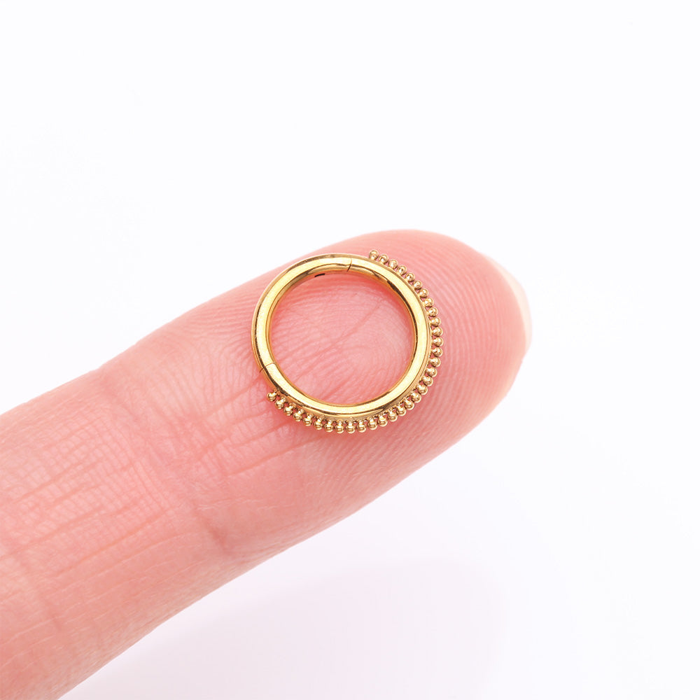 Detail View 2 of Golden Bali Beaded Ball Essence Clicker Hoop Ring