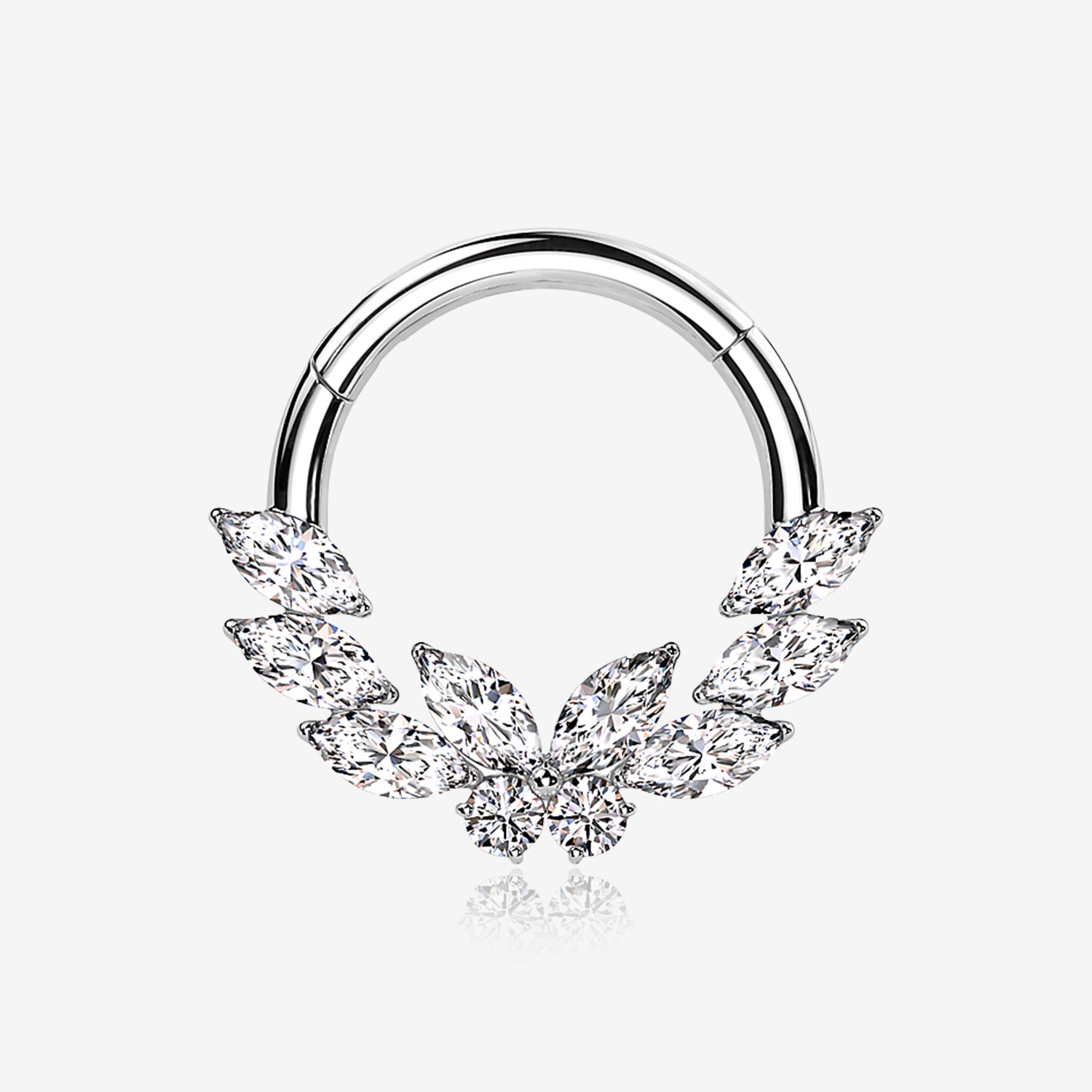 Butterfly Goddess Sparkle Clicker Hoop Ring-Clear Gem