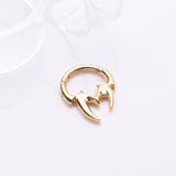 Detail View 1 of Golden Tribal Inspired Vicious Fangs Clicker Hoop Ring
