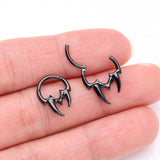 Detail View 3 of Blackline Tribal Inspired Vicious Fangs Clicker Hoop Ring