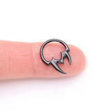 Detail View 2 of Blackline Tribal Inspired Vicious Fangs Clicker Hoop Ring