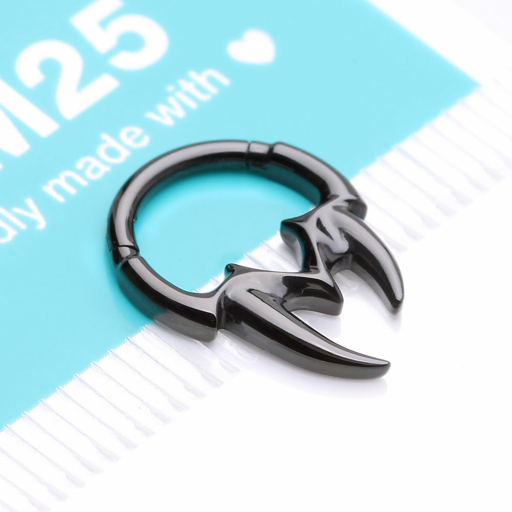 Detail View 4 of Blackline Tribal Inspired Vicious Fangs Clicker Hoop Ring