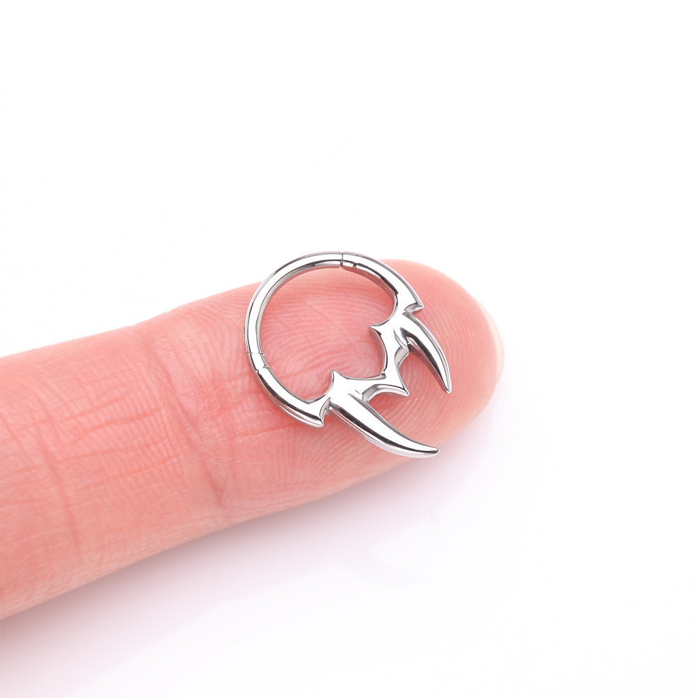 Detail View 2 of Tribal Inspired Vicious Fangs Clicker Hoop Ring