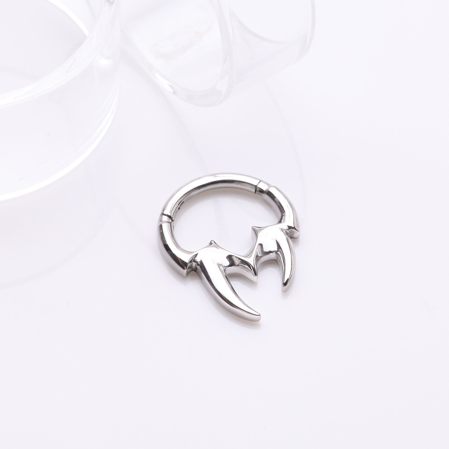 Detail View 1 of Tribal Inspired Vicious Fangs Clicker Hoop Ring