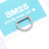 Detail View 4 of Brilliant Sparkle Multi-Gem Straight Bar Clicker Hoop Ring-Clear Gem