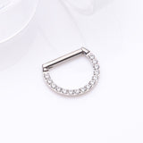 Detail View 1 of Brilliant Sparkle Multi-Gem Straight Bar Clicker Hoop Ring-Clear Gem