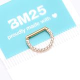 Detail View 4 of Golden Brilliant Sparkle Multi-Gem Straight Bar Clicker Hoop Ring-Clear Gem