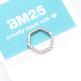 Detail View 4 of Brilliant Sparkle Multi-Gem Hexagon Clicker Hoop Ring-Clear Gem