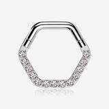 Brilliant Sparkle Multi-Gem Hexagon Clicker Hoop Ring