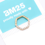 Detail View 4 of Golden Brilliant Sparkle Multi-Gem Hexagon Clicker Hoop Ring-Clear Gem