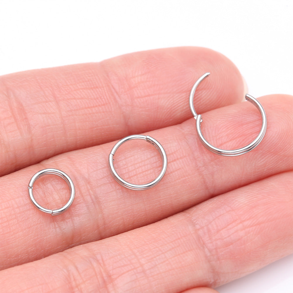 Detail View 3 of Skinny Double Layered Clicker Hoop Ring