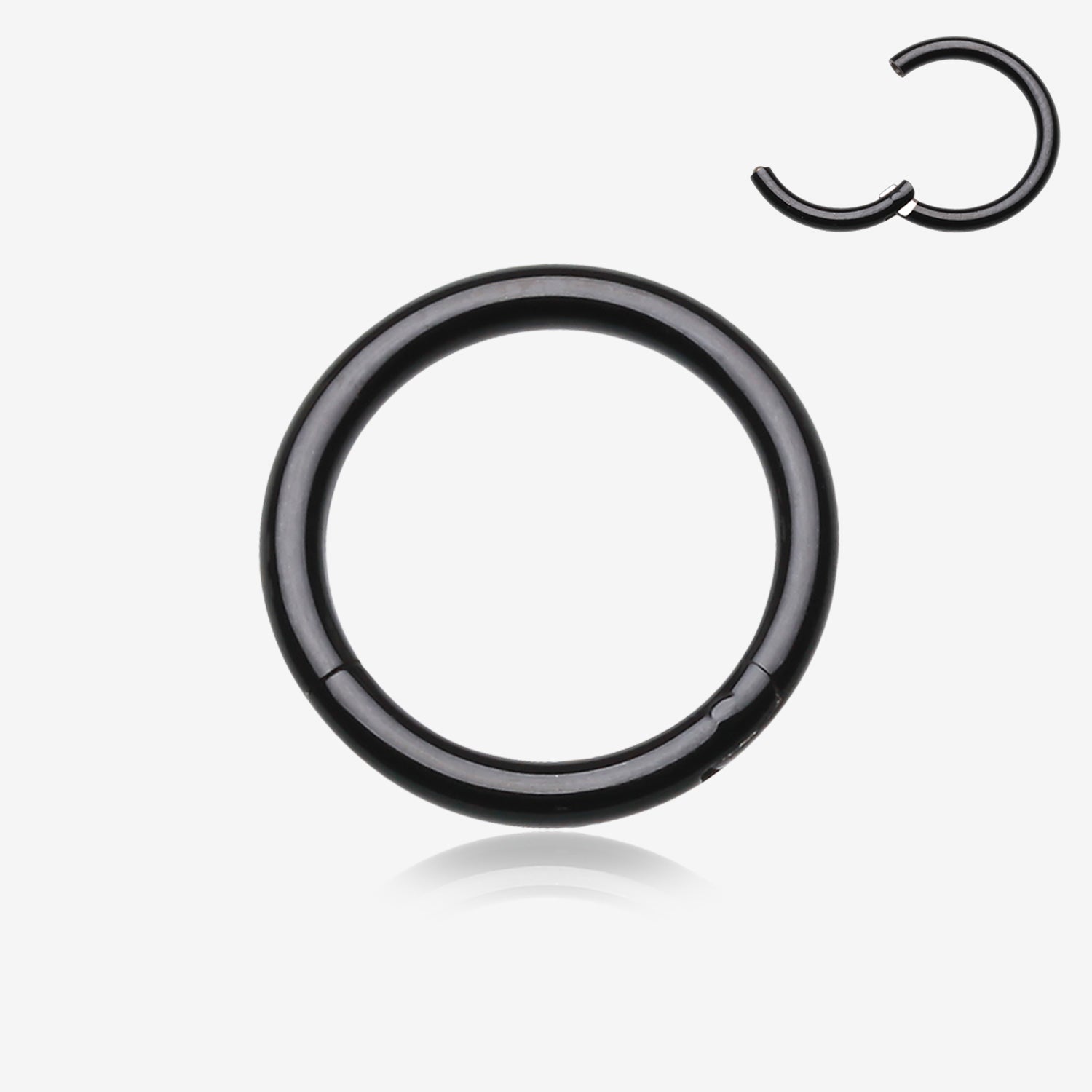 Detail View 1 of Colorline Steel Seamless Hinged Clicker Hoop Ring-Black