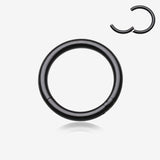 Detail View 1 of Colorline Steel Seamless Hinged Clicker Hoop Ring-Black