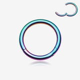 Detail View 1 of Colorline Steel Seamless Hinged Clicker Hoop Ring-Rainbow