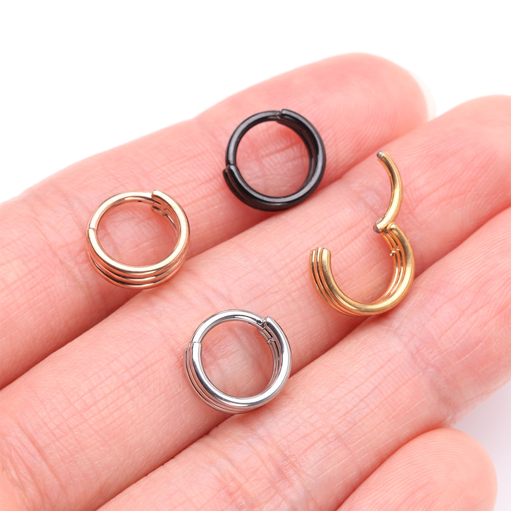 Detail View 3 of Blackline Triple Stack Hinged Steel Segment Clicker Ring