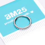 Detail View 4 of Brilliant Sparkle Gems Lined Clicker Hoop Ring-Clear Gem