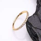 Detail View 1 of Golden Brilliant Sparkle Gems Lined Clicker Hoop Ring-Clear Gem