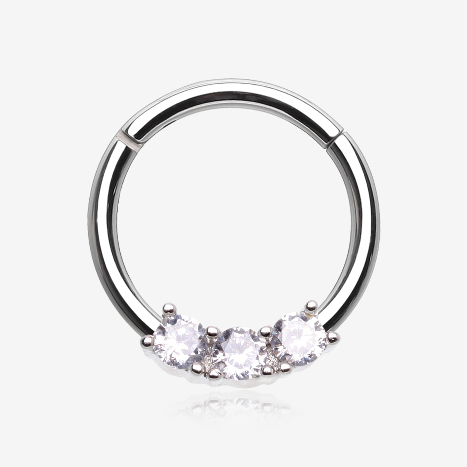 Glistening Sparkle Seamless Clicker Ring-Clear Gem/White