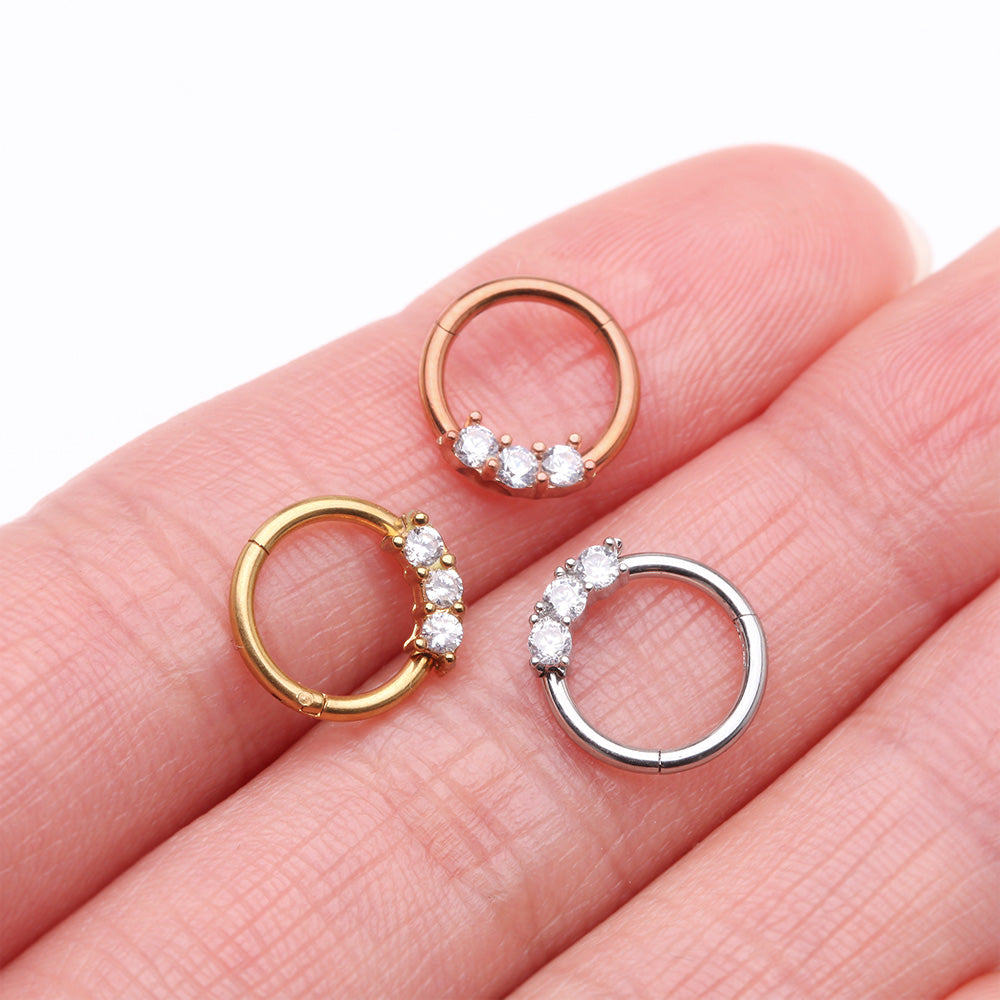 Detail View 3 of Glistening Sparkle Seamless Clicker Ring-Clear/White