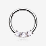 Glistening Sparkle Seamless Clicker Ring-Clear Gem/White
