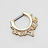 Detail View 2 of Golden Goddess Filigree Septum Clicker-Gold