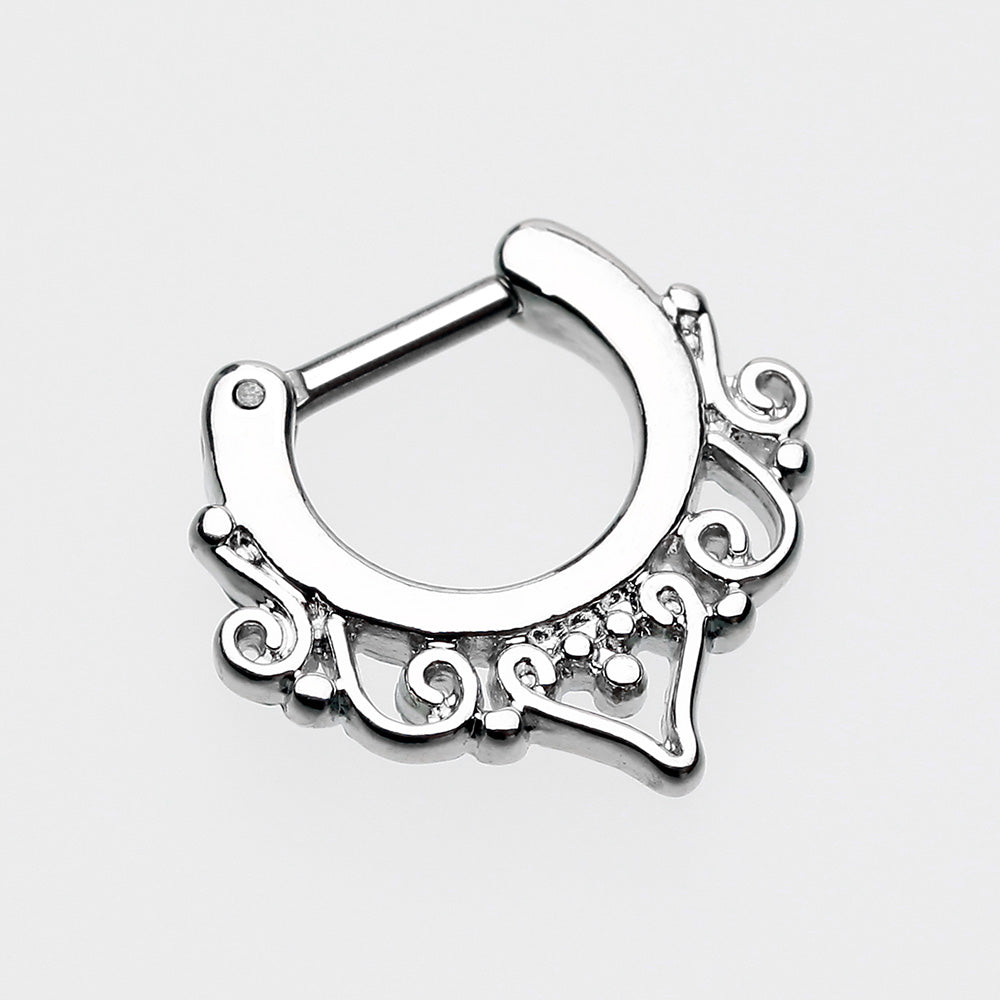 Detail View 2 of Goddess Filigree Septum Clicker-Steel